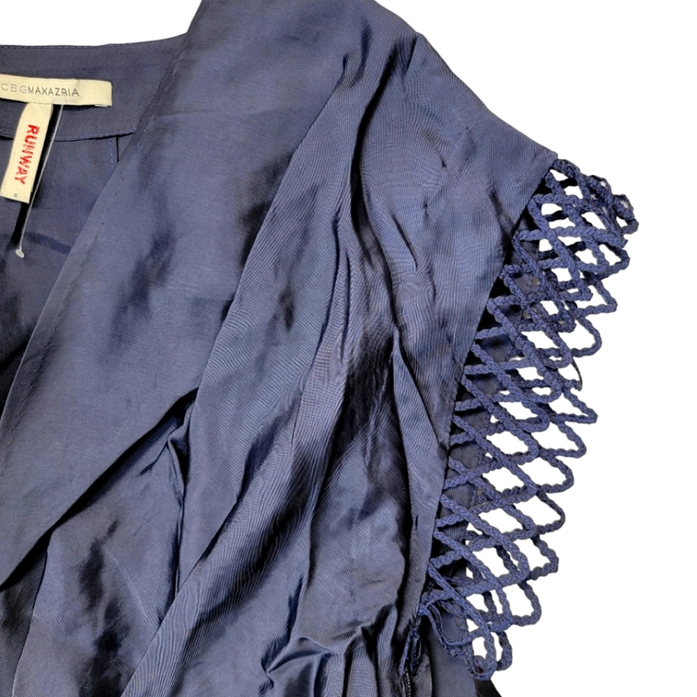 BCBGMAXAZRIA Navy Blue Iridescent Wrap Cocktail Dress NEW - Picture 4 of 16